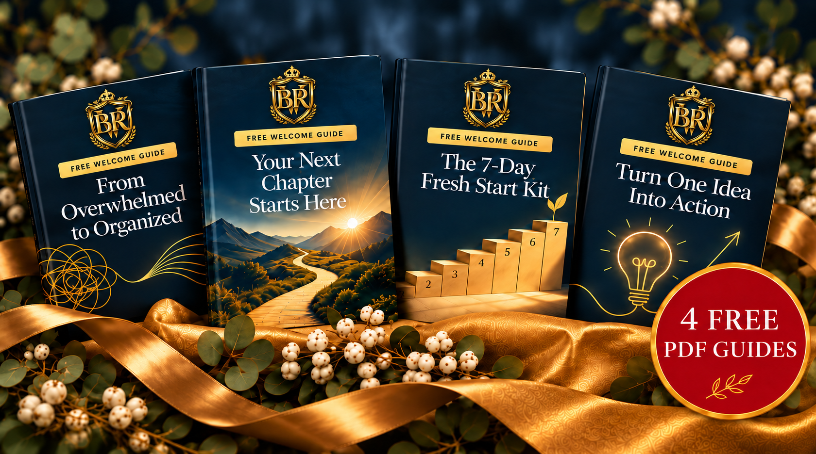 Four free Bridgewood PDF welcome guides, each branded with the Bridgewood crest.