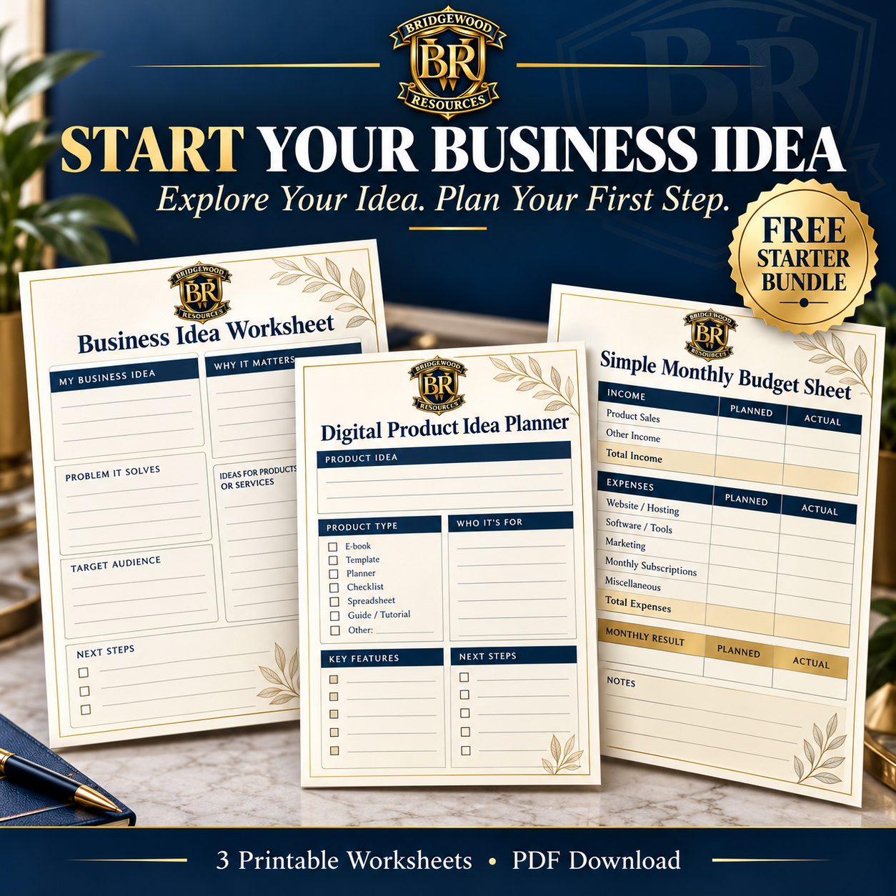 Start Your Business Idea printable worksheet collection