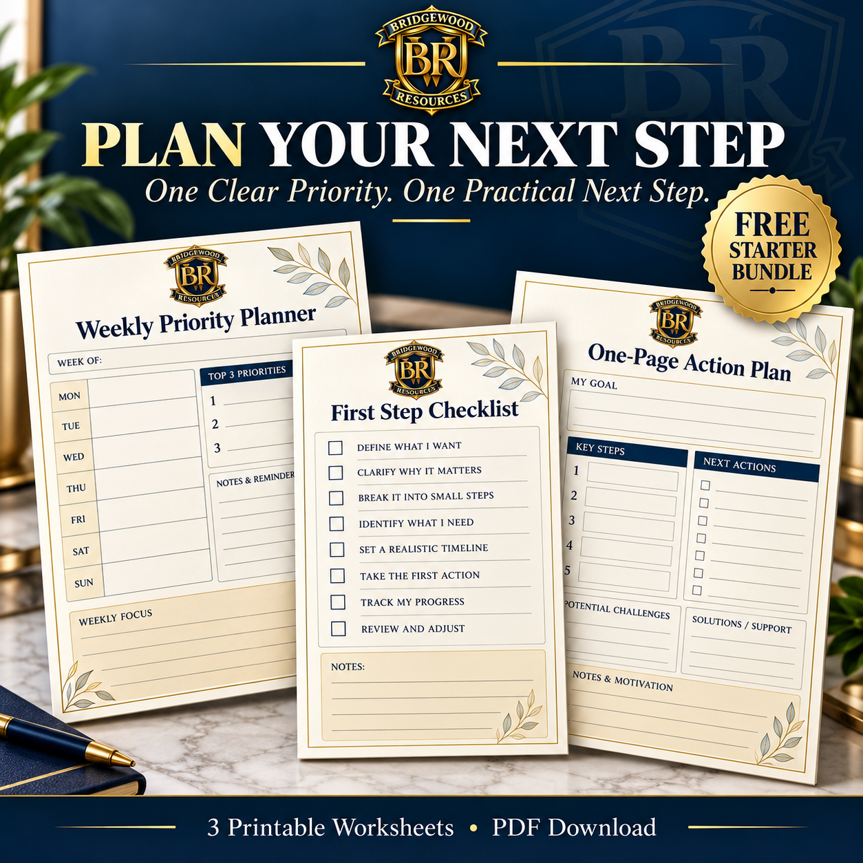 Plan Your Next Step printable worksheet collection