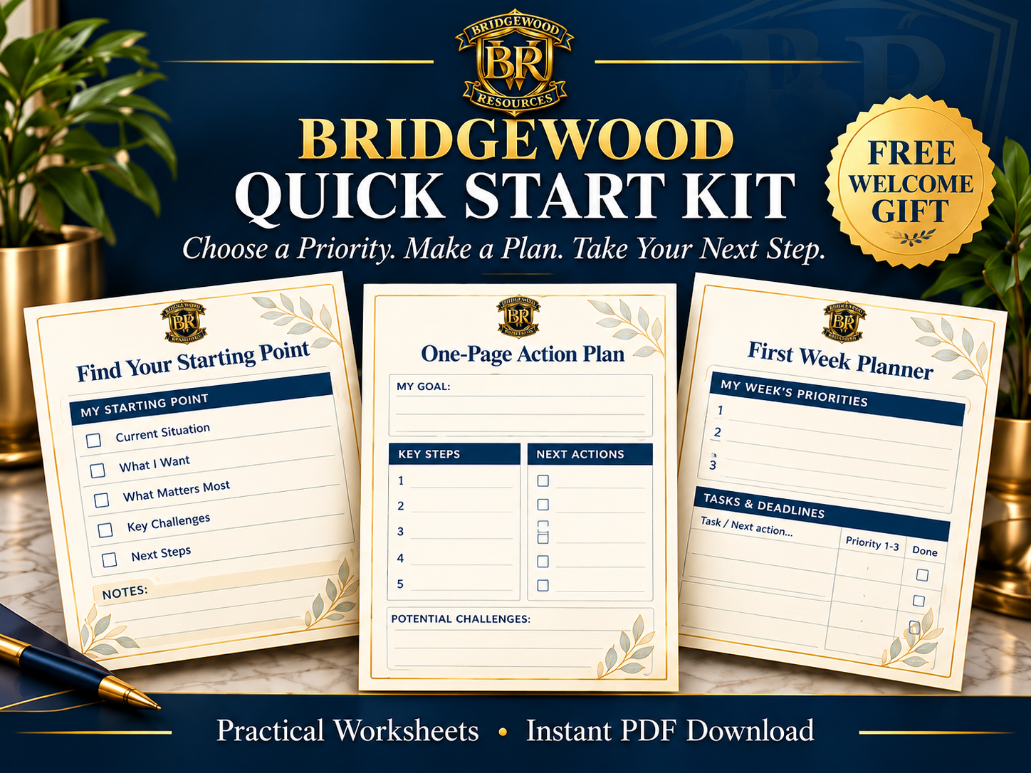 Bridgewood Quick Start Kit printable worksheet collection